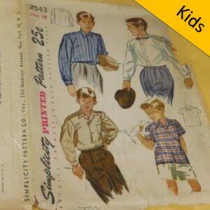 Simplicity 2543 sewing pattern Boys size 10 Shirt (complete)